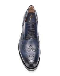 Темно-синие кожаные броги от Santoni
