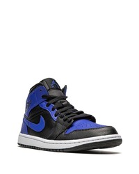 Мужские темно-синие кожаные высокие кеды с принтом от Jordan