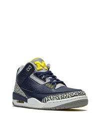 Мужские темно-синие кожаные высокие кеды с принтом от Jordan