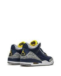 Мужские темно-синие кожаные высокие кеды с принтом от Jordan