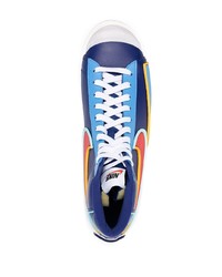 Мужские темно-синие кожаные высокие кеды с принтом от Nike