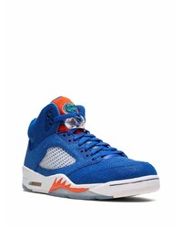 Мужские темно-синие кожаные высокие кеды от Jordan