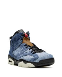 Мужские темно-синие кожаные высокие кеды от Jordan