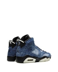 Мужские темно-синие кожаные высокие кеды от Jordan