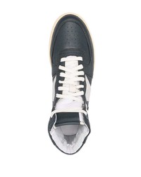 Мужские темно-синие кожаные высокие кеды от Rhude