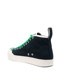 Мужские темно-синие кожаные высокие кеды от Sunnei