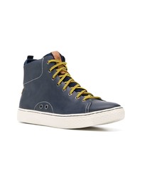 Мужские темно-синие кожаные высокие кеды от Polo Ralph Lauren