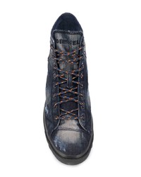 Мужские темно-синие кожаные высокие кеды от Diesel