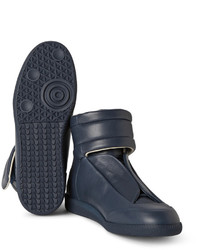 Мужские темно-синие кожаные высокие кеды от Maison Margiela