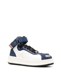 Мужские темно-синие кожаные высокие кеды от Kenzo