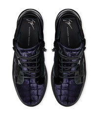 Мужские темно-синие кожаные высокие кеды от Giuseppe Zanotti