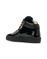 Мужские темно-синие кожаные высокие кеды от Giuseppe Zanotti Design