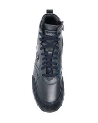 Мужские темно-синие кожаные высокие кеды от Baldinini