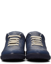 Мужские темно-синие кожаные высокие кеды от Maison Margiela