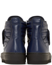 Мужские темно-синие кожаные высокие кеды от Raf Simons