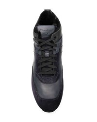 Мужские темно-синие кожаные высокие кеды от Santoni