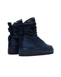 Женские темно-синие кожаные высокие кеды от Nike