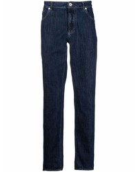 Мужские темно-синие кожаные джинсы от Brunello Cucinelli