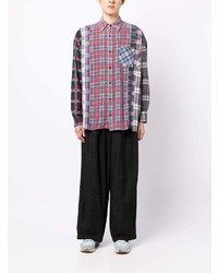 Мужские темно-синие кожаные джинсы от Needles