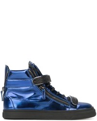 Мужские темно-синие кожаные кеды от Giuseppe Zanotti Design