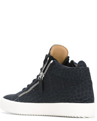 Мужские темно-синие кожаные кеды от Giuseppe Zanotti Design