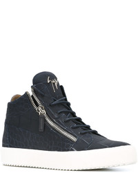 Мужские темно-синие кожаные кеды от Giuseppe Zanotti Design