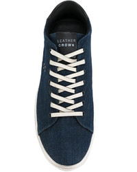 Мужские темно-синие кожаные кеды от Leather Crown