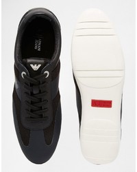 Мужские темно-синие кожаные кеды от Armani Jeans