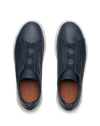 Мужские темно-синие кожаные кроссовки от Zegna