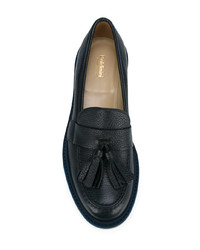 Темно-синие кожаные лоферы на платформе от Baldinini