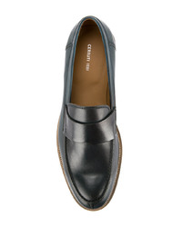 Мужские темно-синие кожаные лоферы от Cerruti 1881