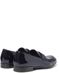 Мужские темно-синие кожаные лоферы от Brioni