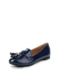 Женские темно-синие кожаные лоферы от Exquily