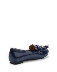 Женские темно-синие кожаные лоферы от Exquily