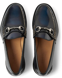 Мужские темно-синие кожаные лоферы от Gucci