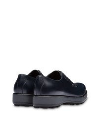 Темно-синие кожаные массивные туфли дерби от Prada