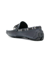 Мужские темно-синие кожаные мокасины от Just Cavalli