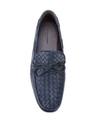 Мужские темно-синие кожаные мокасины от Bottega Veneta