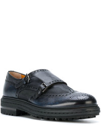 Темно-синие кожаные монки от Santoni