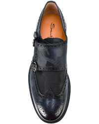 Темно-синие кожаные монки от Santoni