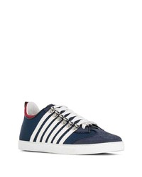 Мужские темно-синие кожаные низкие кеды от DSQUARED2