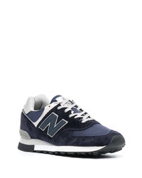Мужские темно-синие кожаные низкие кеды от New Balance