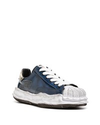 Мужские темно-синие кожаные низкие кеды от Maison Mihara Yasuhiro