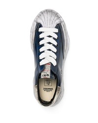 Мужские темно-синие кожаные низкие кеды от Maison Mihara Yasuhiro