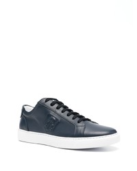 Мужские темно-синие кожаные низкие кеды от Corneliani