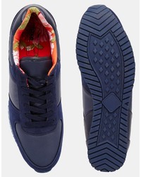 Мужские темно-синие кожаные низкие кеды от Asos