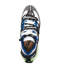 Мужские темно-синие кожаные низкие кеды от DSQUARED2