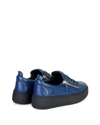 Мужские темно-синие кожаные низкие кеды от Giuseppe Zanotti