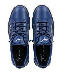 Мужские темно-синие кожаные низкие кеды от Giuseppe Zanotti