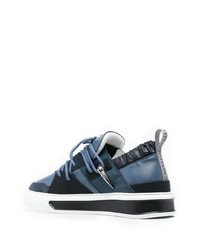 Мужские темно-синие кожаные низкие кеды от Roberto Cavalli